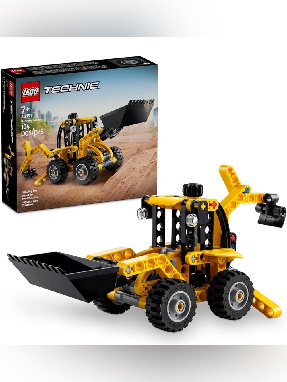 LEGO Technic Backhoe Loader Toy with Back Digger, Scoop & Outriggers 42197